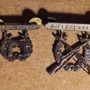 Vintage Pistol & Rifle Expert Pins; USMC; Bronze/Goldish Hue